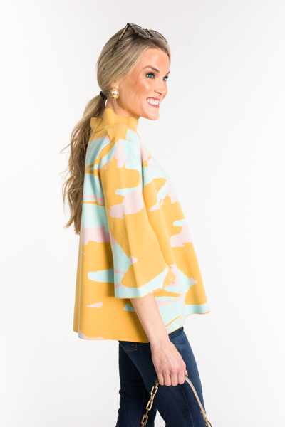 Audrey Sweater, Mustard Abstract