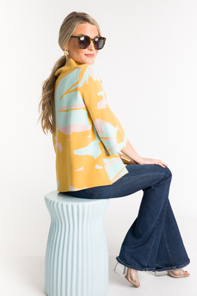 Audrey Sweater, Mustard Abstract