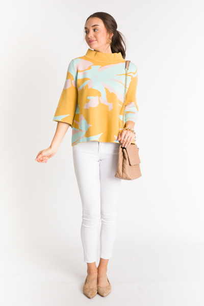 Audrey Sweater, Mustard Abstract