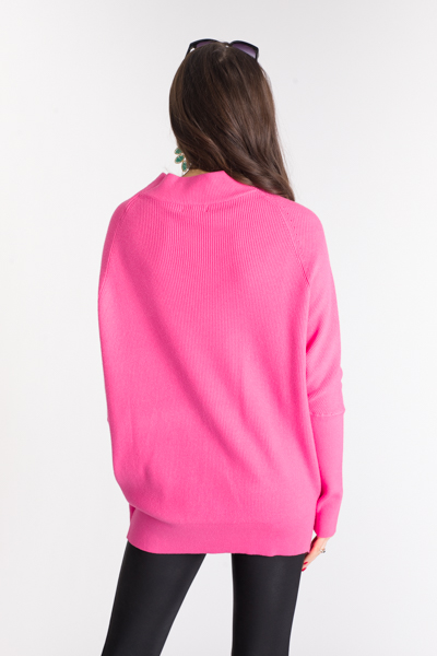 Dolman Mock Sweater, Hot Pink