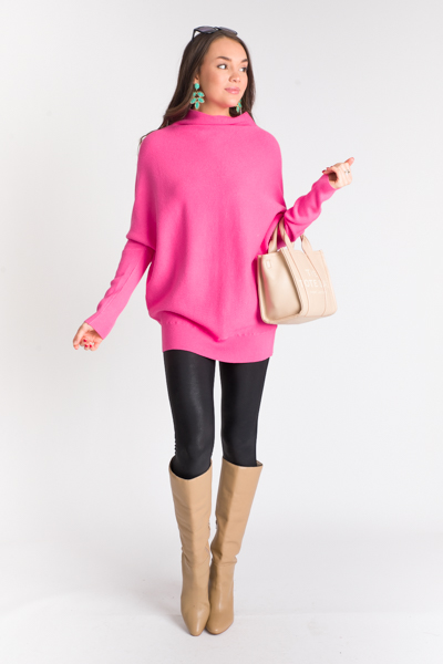 Dolman Mock Sweater, Hot Pink