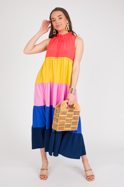 Rainbow Tiered Sleeveless Maxi