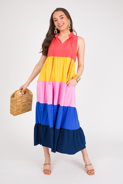 Rainbow Tiered Sleeveless Maxi