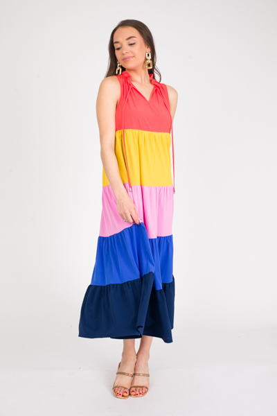 Rainbow Tiered Sleeveless Maxi