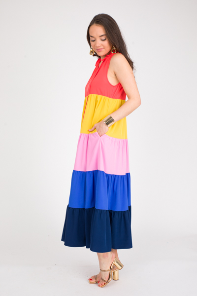 Rainbow Tiered Sleeveless Maxi