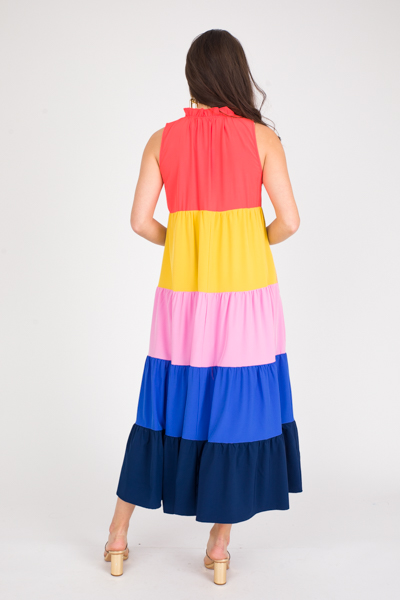 Rainbow Tiered Sleeveless Maxi