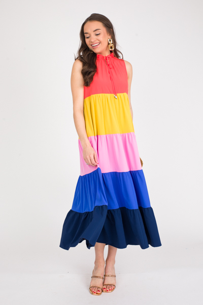 Rainbow Tiered Sleeveless Maxi