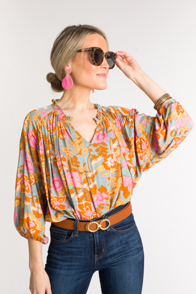 Celeste Floral Top, Sage