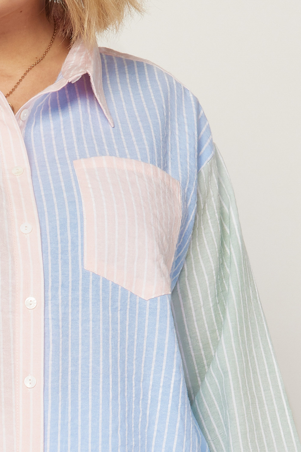 Colorblock Stripe Button Up