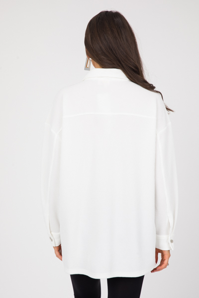 Knit Shirt Jacket, Off White