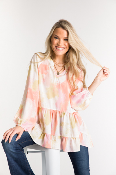 Whirl Wind Blouse, Coral Moss