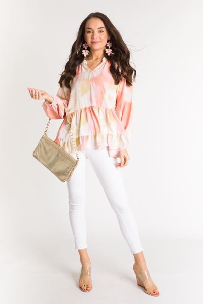 Whirl Wind Blouse, Coral Moss