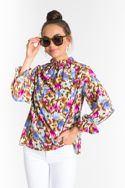 Above It All Floral Blouse, Blue