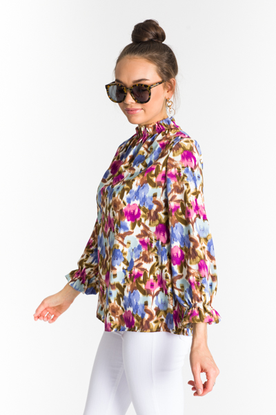 Above It All Floral Blouse, Blue