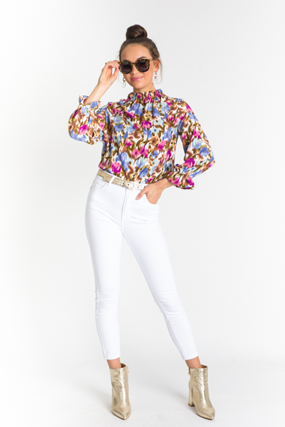 Above It All Floral Blouse, Blue