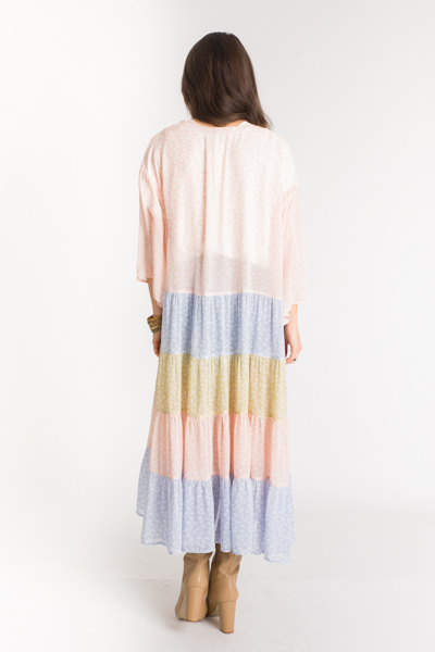 Colorblock Tier Kimono, Peach