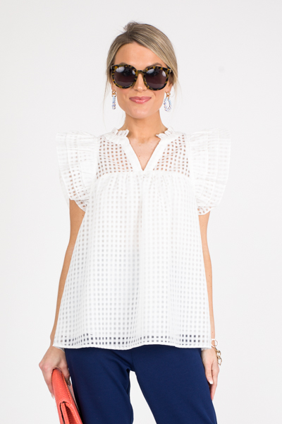 Solid Squares Top, Off White