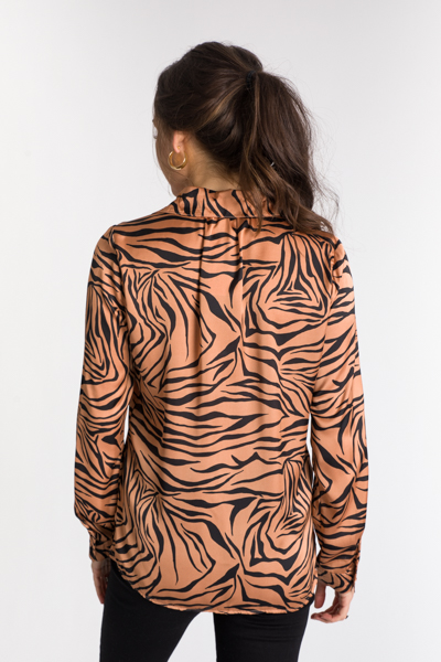 Satin Tiger Button Down, Mocha