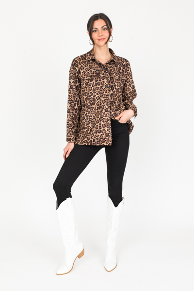 Soft Leopard Print Jacket, Beige