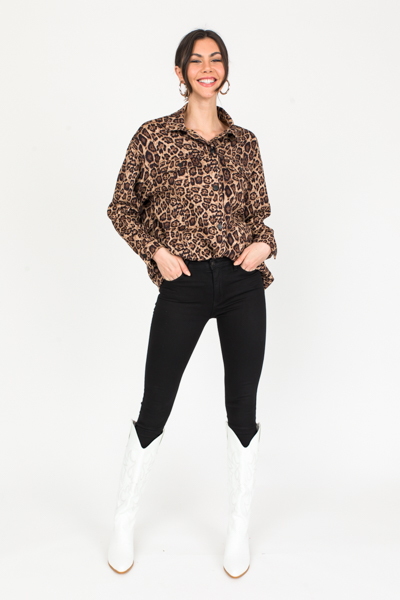 Soft Leopard Print Jacket, Beige