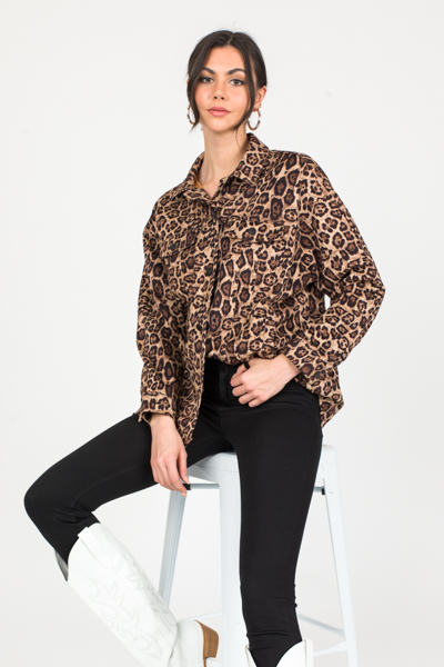 Soft Leopard Print Jacket, Beige