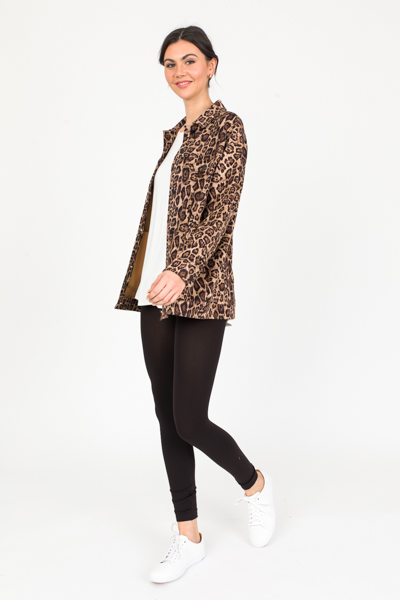 Soft Leopard Print Jacket, Beige