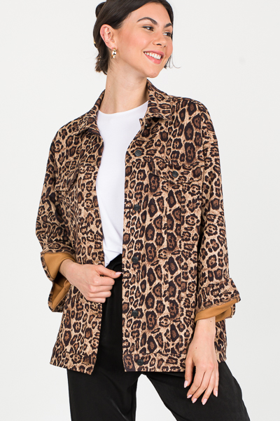 Soft Leopard Print Jacket, Beige