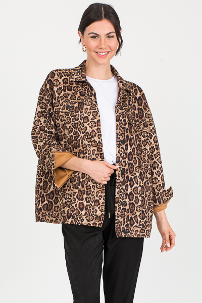 Soft Leopard Print Jacket, Beige