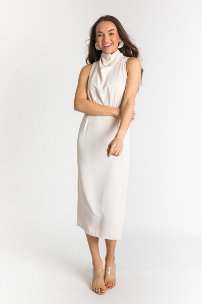 Drape Neck Midi, Ecru