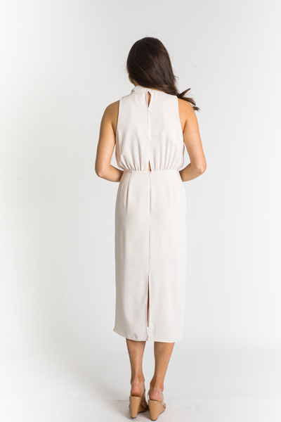 Drape Neck Midi, Ecru