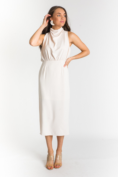 Drape Neck Midi, Ecru