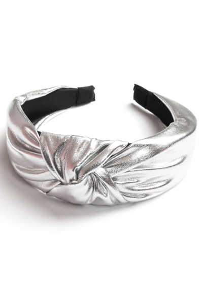 Knotted Leather Headband, Silver
