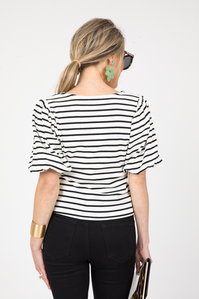 Stripe Square Neck Knit Top