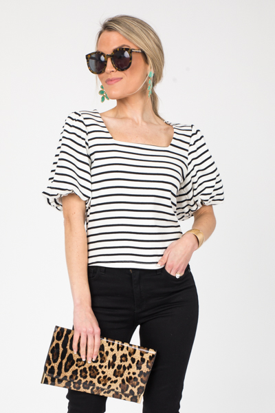 Stripe Square Neck Knit Top