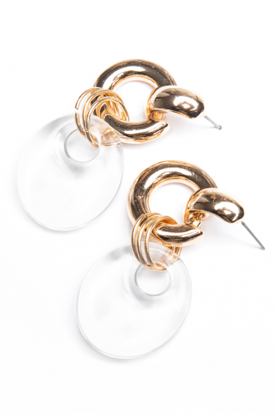 Oval & Circle Link Earrings, Clear