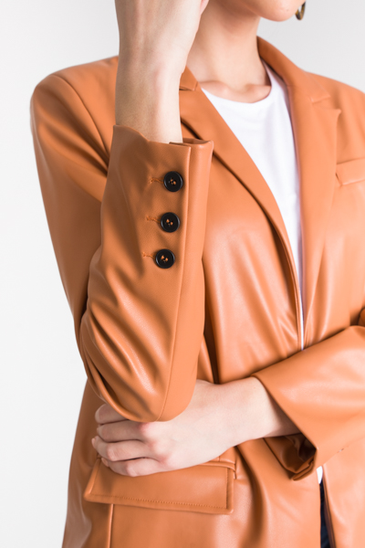 Emery Leather Blazer, Camel