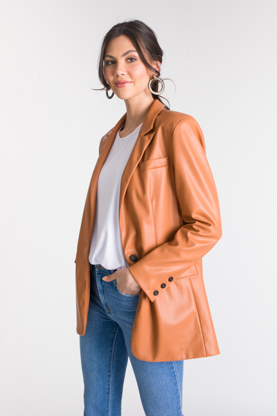 Emery Leather Blazer, Camel