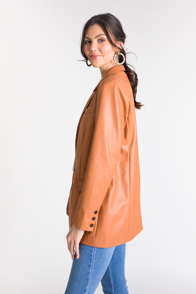 Emery Leather Blazer, Camel