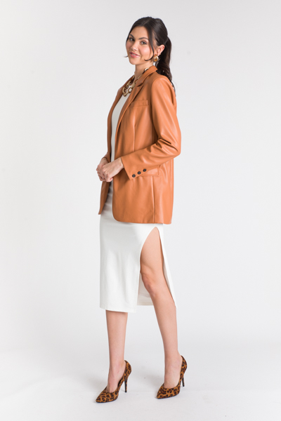 Emery Leather Blazer, Camel