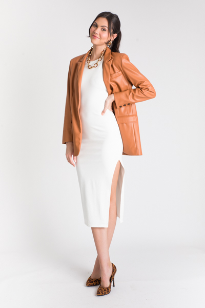 Emery Leather Blazer, Camel