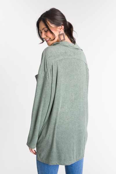 Knit Button Up Tunic, Olive