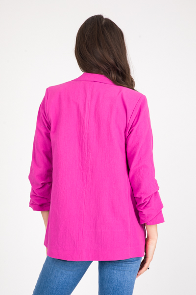 Linen Open Front Blazer, Orchid