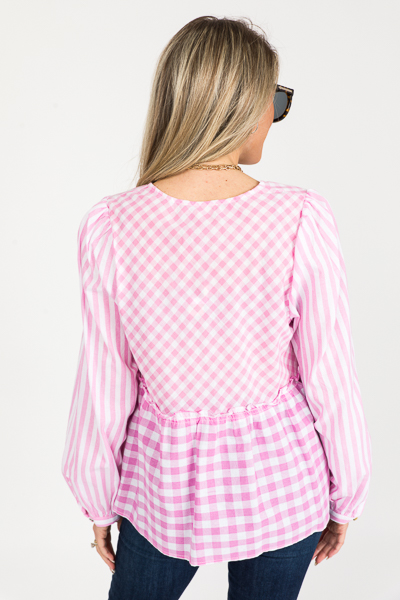 Gingham Button Babydoll, Pink