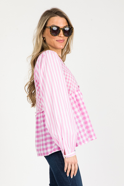 Gingham Button Babydoll, Pink