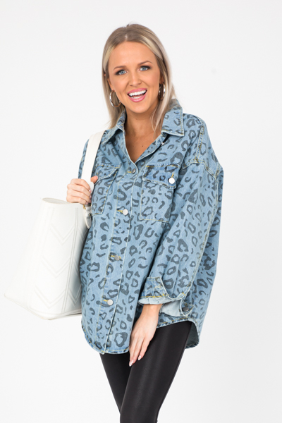 Leopard Pattern Denim Jacket