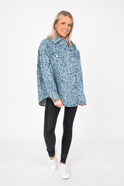 Leopard Pattern Denim Jacket