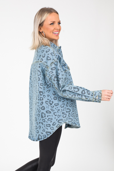 Leopard Pattern Denim Jacket