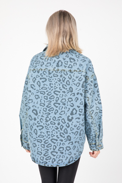 Leopard Pattern Denim Jacket