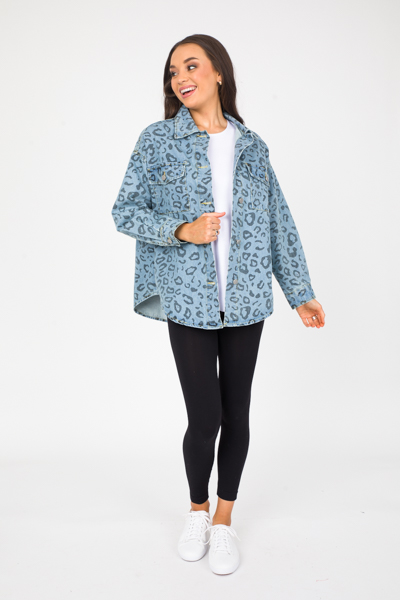 Leopard Pattern Denim Jacket