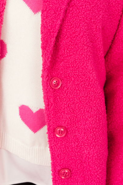 Long Teddy Coat, Hot Pink